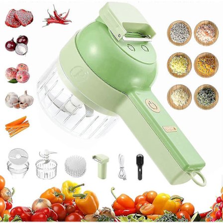 Multifunctional 4-in-1 Handheld Electric Vegetable Cutter, Portable Cordless Food Chopper | Kitchen Vegetable Slicer Dicer for Garlic Peppe
