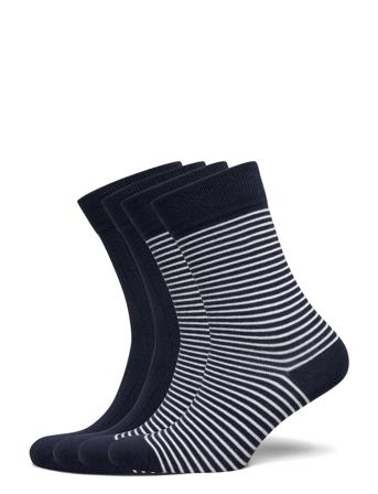 Timber 4-Pack Socks - Block Striped Black Knowledge Cotton Apparel