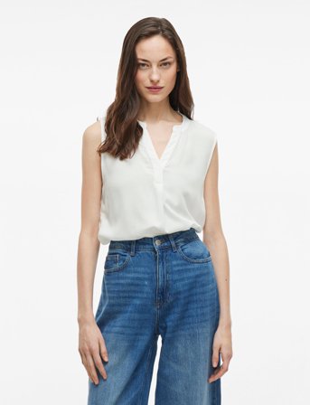 Vila Virosa V-Neck S/L Top - Noos - White - 34