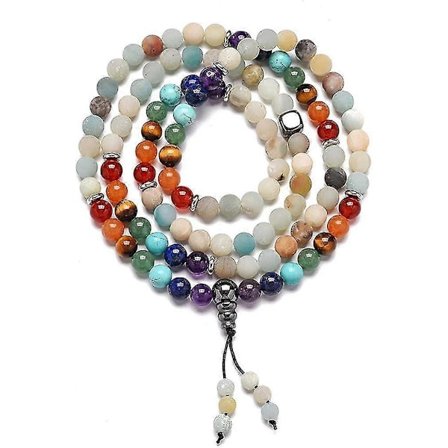 YAZILIND 108 Mala Perler Sten Buddha Buddhistisk Rosenkrans Armbånd 7 Chakra Reiki Bøn Perle Yoga Bal (FMY)