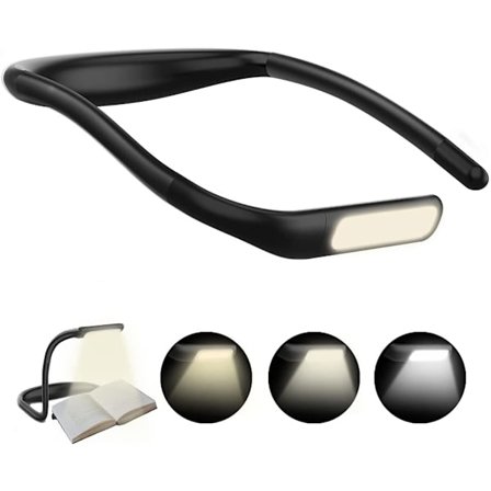 Oppladbar nakkeleselight, 1800mAh sammenleggbar LED-lampe svart