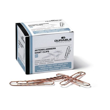 Durable Pappersklämmor, 77 mm, kopparbeläggning 100/fp - Lyreco - Kontorsmaterial - Till skrivbordet - Gem