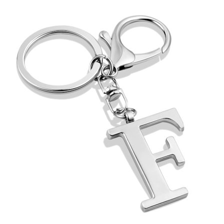 Ljus Silver Alfabet Hänge Nyckelring-F