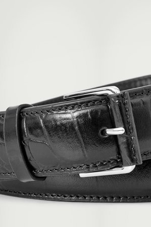 COS Men's Croc-Effect Leather Belt in Black
