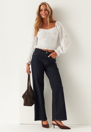 BUBBLEROOM - Square Neck Smock Top - White