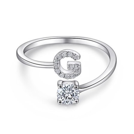 925 Sterling Silver Öppen Justerbar Dam Brev Ring