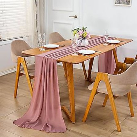 Bordslöpare Chiffong, 70 x 300 cm, i Dusty Pink, Tvättbar, Bordsdekoration, Bröllop, Dammigt Rosa (70*300CM )