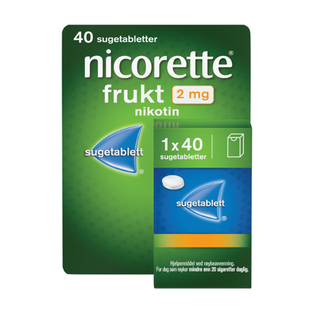 Nicorette 2 mg sugetabletter, Frukt, 40 stk.