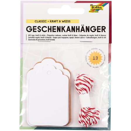Folia Weihnachtsetiketten Manilla-Tags Klassisch 12er-Pack