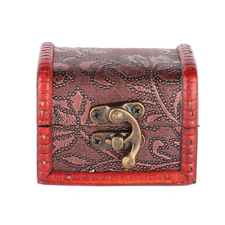 Retro smykkeskrin i tre med ring- og halskjedearrangør med legeringlås (gressblomst)