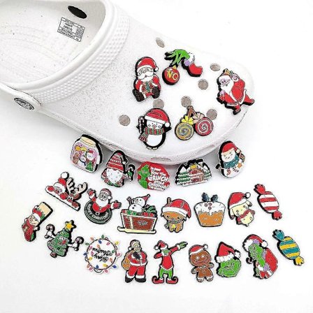 26 st Jul-tema Jultomte Snögubbe Godisskor Charms För Crocs Träskor Sandaler Dekorationstillbehör Gåvor[CO]