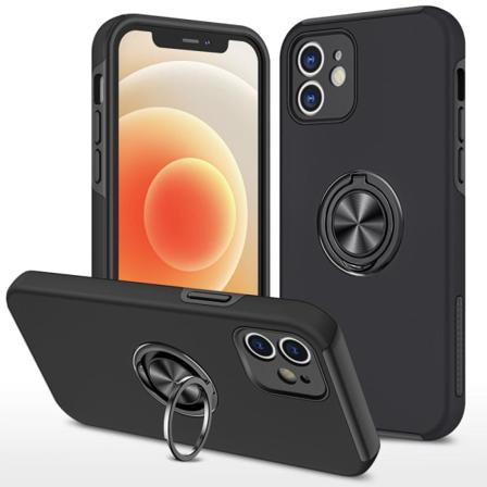 Iphone 12 Hybrid Skal Med Finger Ring - Svart Svart