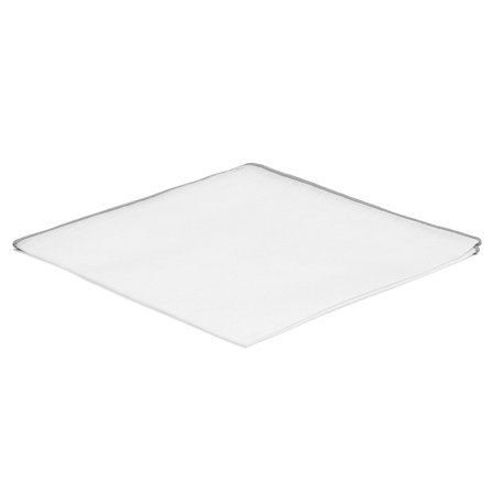 Biała poszetka z szarymi krawędziami dla mężczyzn - Jednokolorowe poszetki