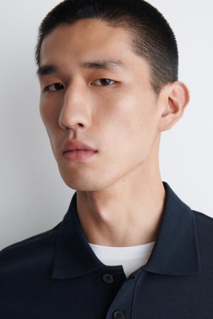 COS Men's Polo De Algodón En Punto Interlock in Azul