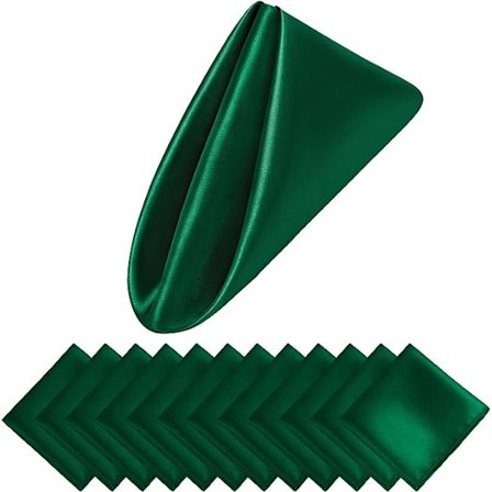 12 Satin Servietter Firkantede Middagsservietter Bryllupper Fest Serviet Bløde Bordservietter til Romantiske Bryllupper Fest Middag Dekoration (