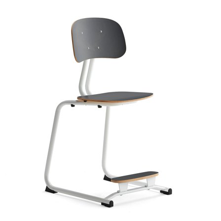 Klassenzimmerstuhl YNGVE, Kufengestell, weiß, anthrazit, H 500 mm