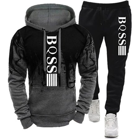 Mænds Hoodies til Mænd Tøj Splash Ink Sweatshirt Sæt Mand Tracksuit Bukser Sæt Ny i Hoodies & Sweatshirts Sportsdragt Sæt GRÅ