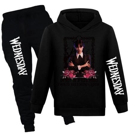 Mub- Wednesday Addams Hoodie Sweatshirt for barn black G black 100cm