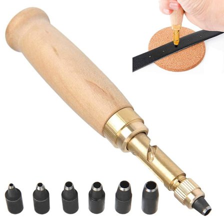 Lærskruestemaskin, for belter Trehåndtaksstemaskin