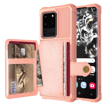 Ammattimainen kansi korttitelineellä - Samsung Galaxy S20 Ultra Roséguld