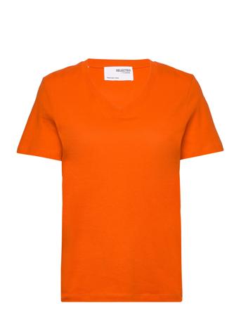 Slfessential Ss V-Neck Tee Noos Tops T-shirts & Tops Short-sleeved Orange Selected Femme