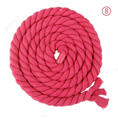 8mm x 20m 3-trådig flätad bomullsrep för hantverk, stickning och garn