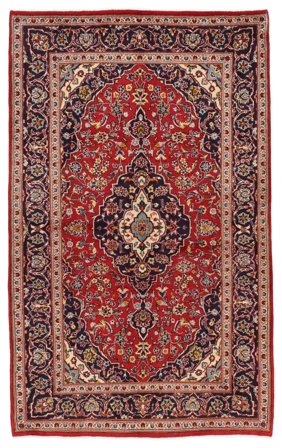 Noué À La Main Kashan Tapis 145X235 De Laine Rouge Foncé/Marron Petit