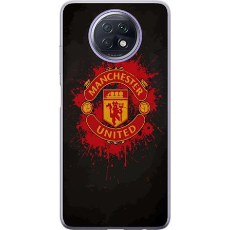 Kompatibelt Mobildeksel til Xiaomi Xiaomi Redmi Note 9T Manchester United logo i rød og gul farge med røff sportslig bakgrunn