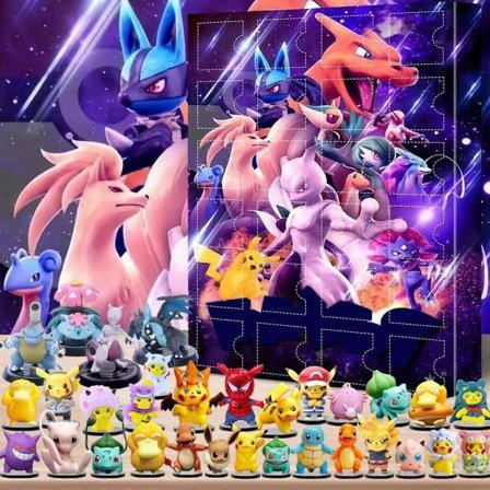 Adventskalender 2025 Pokémon, 24 dagers nedtellingskalender, Adventskalender overraskelsesgave til barn