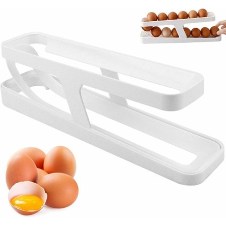 Køleskabs æg dispenser, automatisk æg rullende boks, køleskab æg opbevaring, pantry køkken arrangør, bordplade køleskab