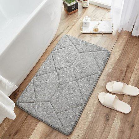 Memory Foam Bademåtte Fløjlsblød Badeværelsesmåtte (grå, 40x60 cm)