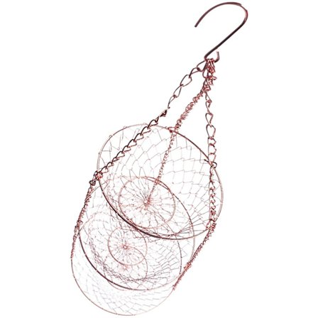 3-vånings fruktkorg, grönsaks-köks korg kedja hängande platsbesparande frukter, växter korg (koppar)