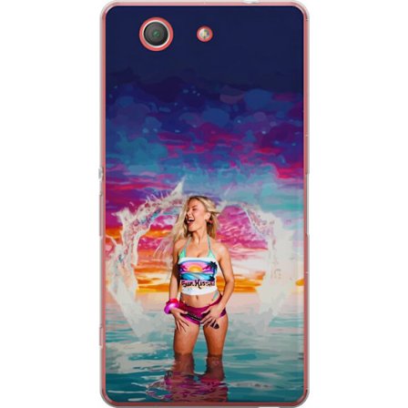 Kompatibel Mobilcover til Sony Xperia Z3 Compact Blond kvinde i farverigt strandtøj, der leger i havet ved solnedgang