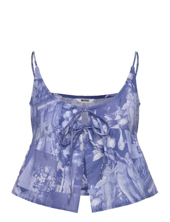 Monki Poplin Top - Blue - XS