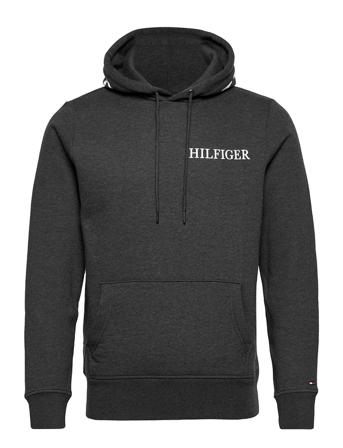 Hilfiger Logo On Hood Hoody Grey Tommy Hilfiger