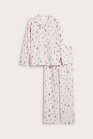 Kappahl | Mønstret skjortepyjamas Offwhite 170 | Offwhite