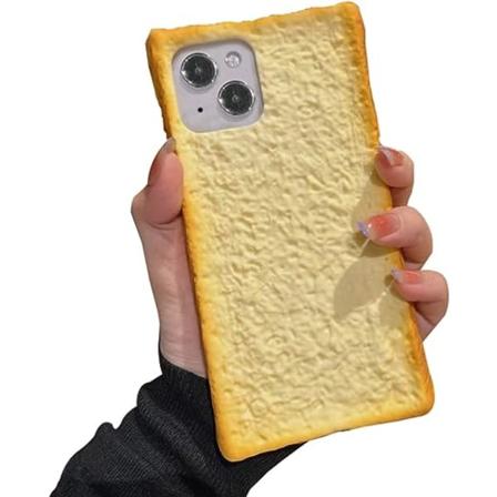 Sød telefoncover, kompatibel med iPhone 12 Pro, sjovt analogt toast morgenmad fire hjørner cover, stødsikkert silikone