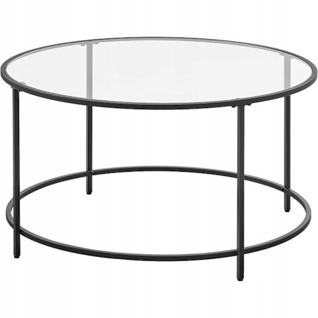 Valora Runt Glas Soffbord Svart Stål |Stom Vardagsrum eller Lounge
