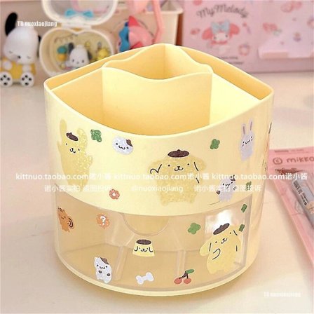 Kawaii Kuromi Roterbar pennhållare Anime My Melody Cinnamoroll Pompompurin Brush Container Pochacco Organizer Brevpapper