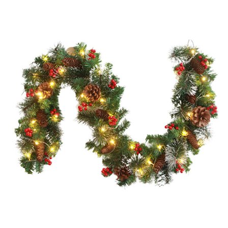 Julekrans med 50 LED-lys Kunstig juletrekrans Dekorativ for trapper Peiser Kontor utendørs