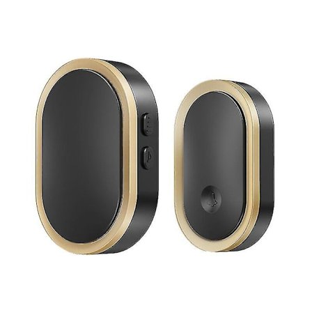 300m vedenpitävä langaton ovikello - 36 melodiaa - 4 äänenvoimakkuustasoa - LED-salama - Koti, toimisto, hotelli - Musta/kulta