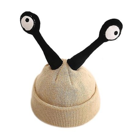 Børne- og voksen vintertegneserie insekt tentakler store øjne strikket hat(børn,beige)