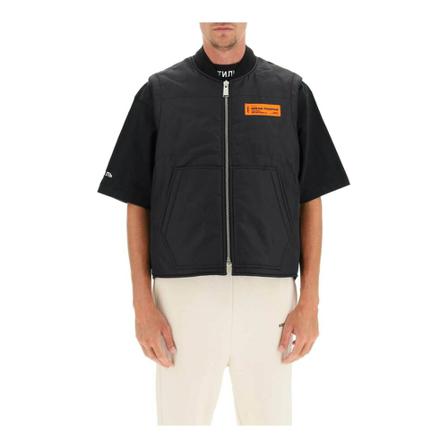 Heron Preston, eagle print nylon gilet Zwart, Heren, Maat:M