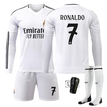 Real Madrid Barn Hjemmestøtte 2024-2025 Høst Og Vinter Nr 7 Sokker + Vakt 3XL RONALDO No 7 socks + Guard 3XL