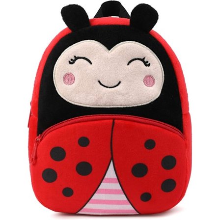 Rygsæk til småbørn til drenge og piger, sød blød plysdyr tegneserie mini rygsæk til børn 2-6 år (mariehøne)