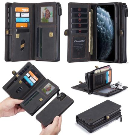 Iphone 11 - Caseme 2-i-1 Multifunktionellt Plånboksfodral - Svar Black Svart