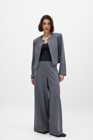 NA-KD - Vid dressbukse med høyt liv - Skreddersydde bukser - Grå - EU 34