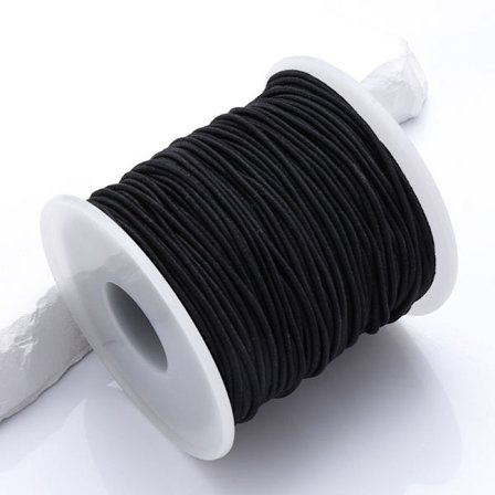 Elastiskt snöre för armband - 0,8 mm svart - 5 meter