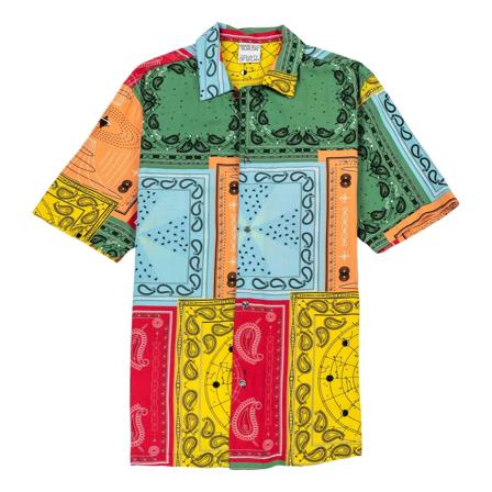 Marcelo Burlon, Bandana Print Short Sleeved Shirt Zielony, Mężczyzna, Rozmiar: M