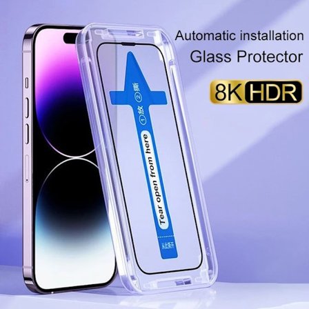 Premium Härdat Glas kompatibelt iPhone 12 13 14 Pro Max Skärmskydd Glas 14 Plus Full Täckning Med Automatisk Installatör